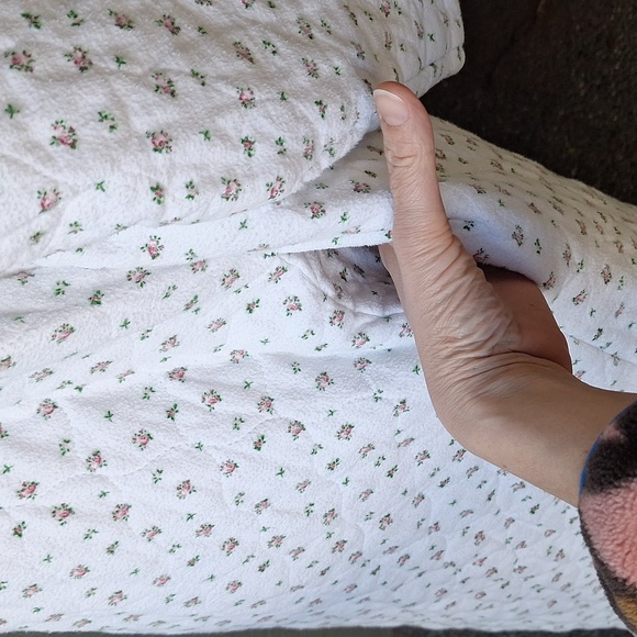 The Vermont Country Store Mini Floral Cotton Quilted House Coat Size M White - Picture 11 of 15